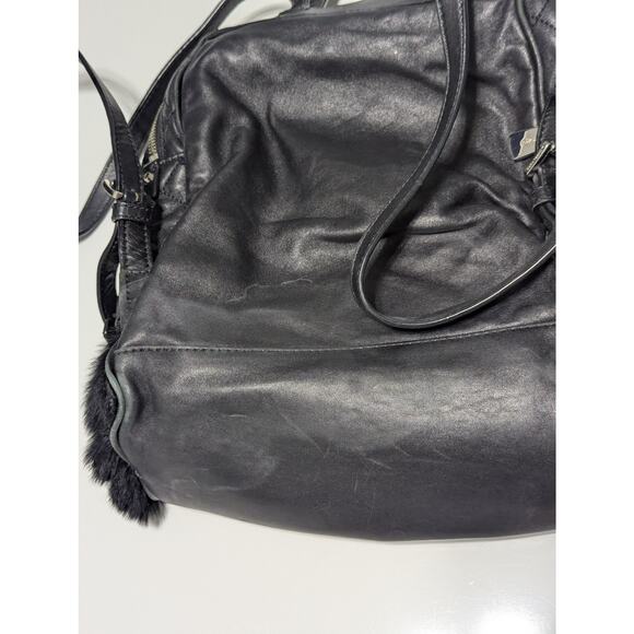 Michael Kors Rhea Medium Quilted Leather Backpack Black Rabbit Fur Womens Glam main image 5
